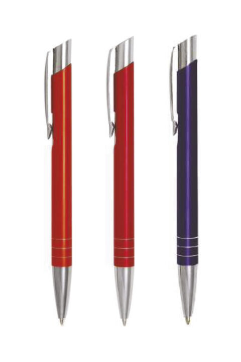 στυλό με ελατήριο από λακαριστό μέταλλο, λεπτομέρειες από αλουμίνιο, σε 9 χρώματα
