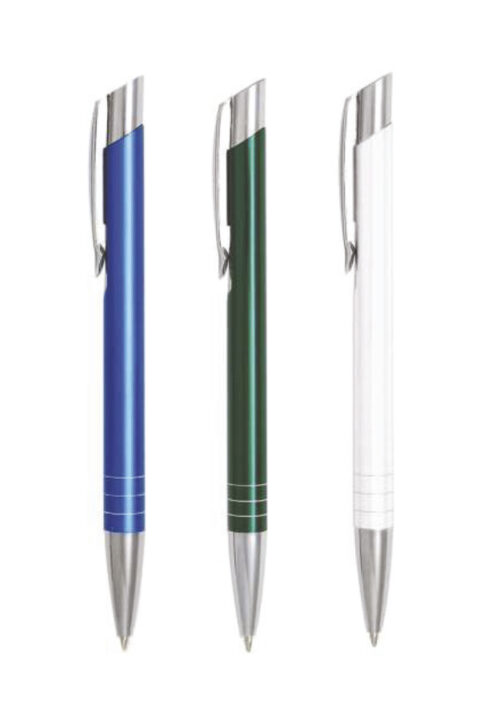 στυλό με ελατήριο από λακαριστό μέταλλο, λεπτομέρειες από αλουμίνιο, σε 9 χρώματα